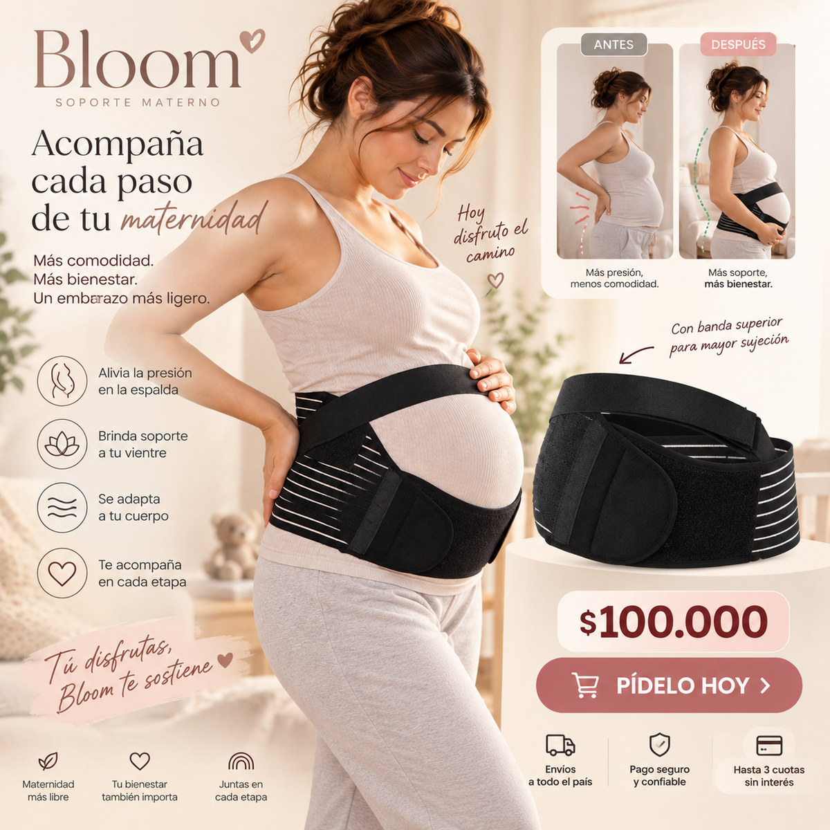 Bloom Soporte Materno: Un descanso para tu barriga - Talla Unica